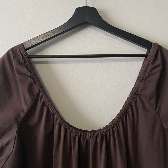 Handmade Plus Size Cotton Bamboo Chocolate Brown Dress - Picture 3 of 15